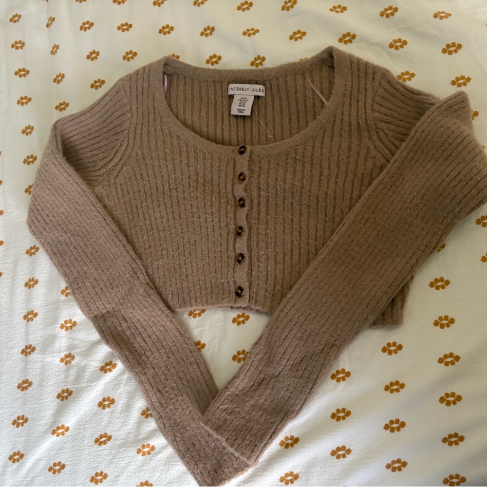 Sincerely Jules cropped eyelash cardigan XS